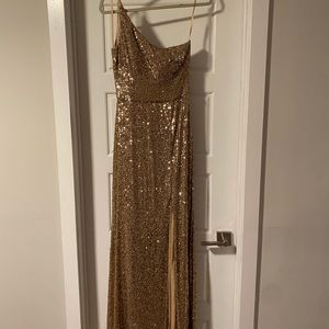 Gold Sequin One Shoulder Dress